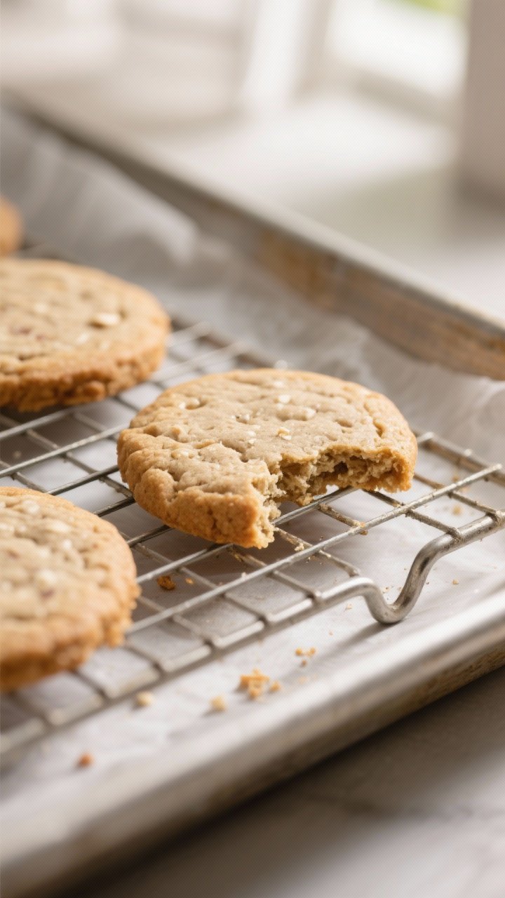 Close-up detail: Freshly baked whole-wheat sugar cookies just out of the oven, edges lightly golden