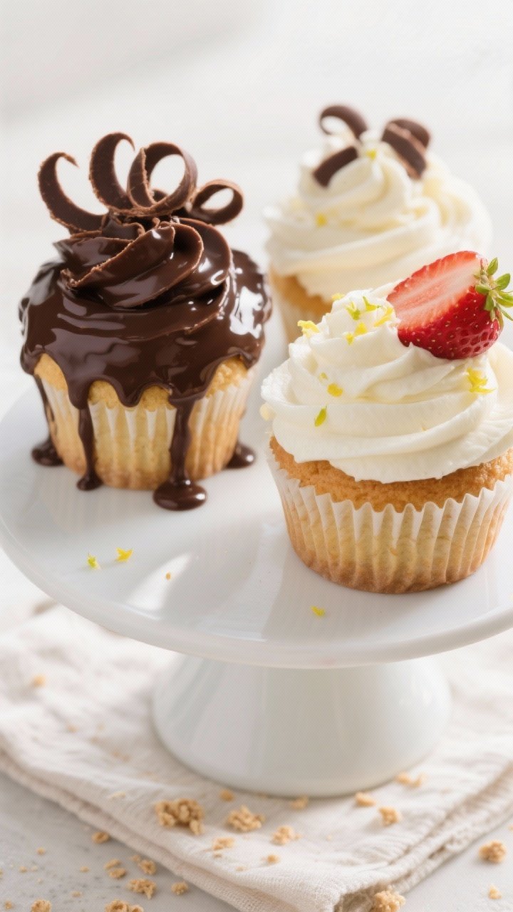 Final dish presentation: Beautifully plated “Like Hostess, but better” cupcakes on a matte white