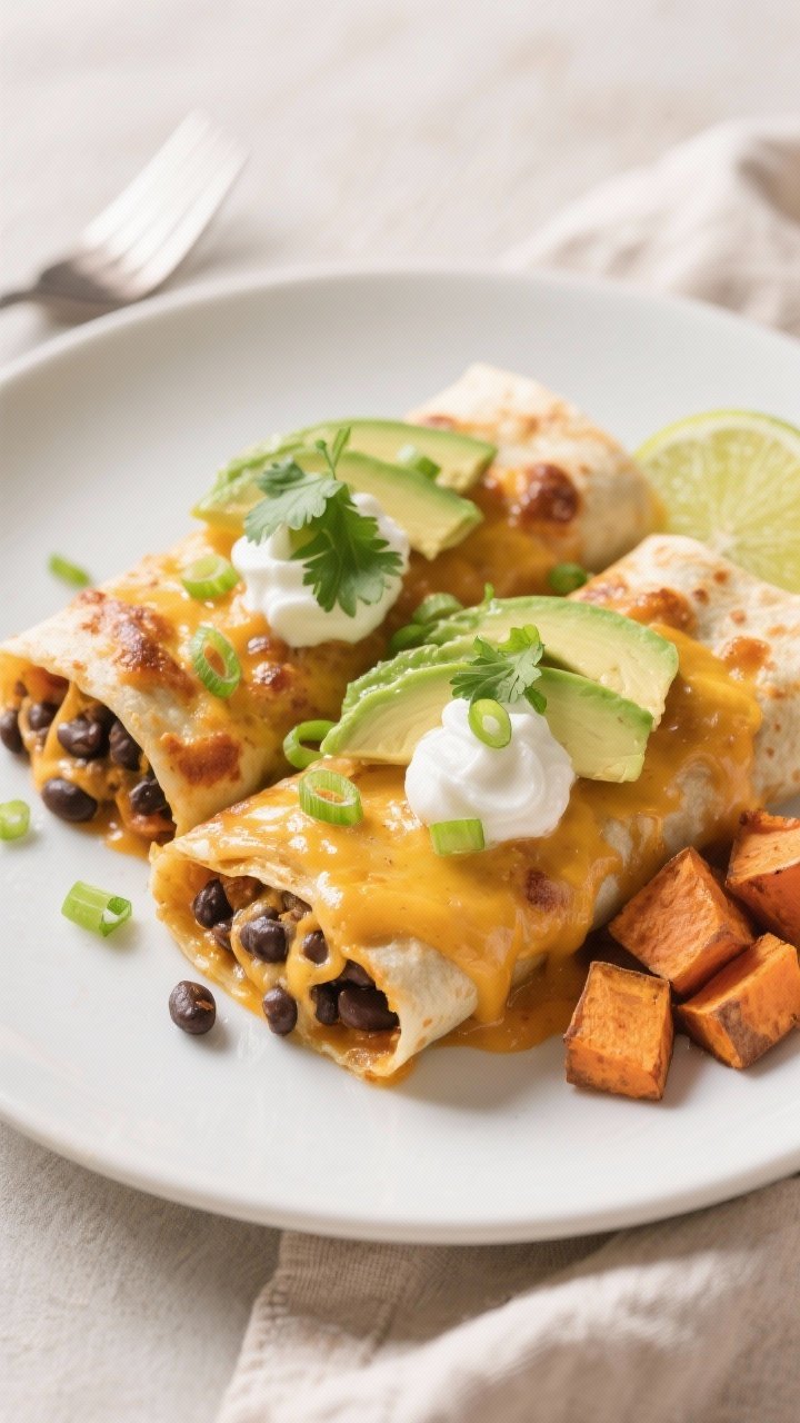 Final plated hero — melty, garnished serving: Restaurant-quality close-up of two Sweet Potato Blac