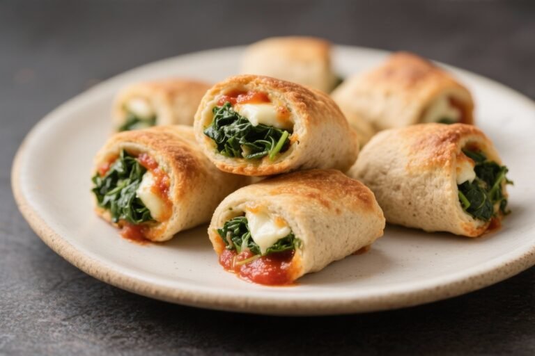 Like Pizza Rolls, But Better – Mini Spinach and Cheese Pizza Rolls: Whole-wheat dough filled with spinach, mozzarella, and marinara, baked for a cheesy, veggie-packed snack that crushes cravings without crushing goals