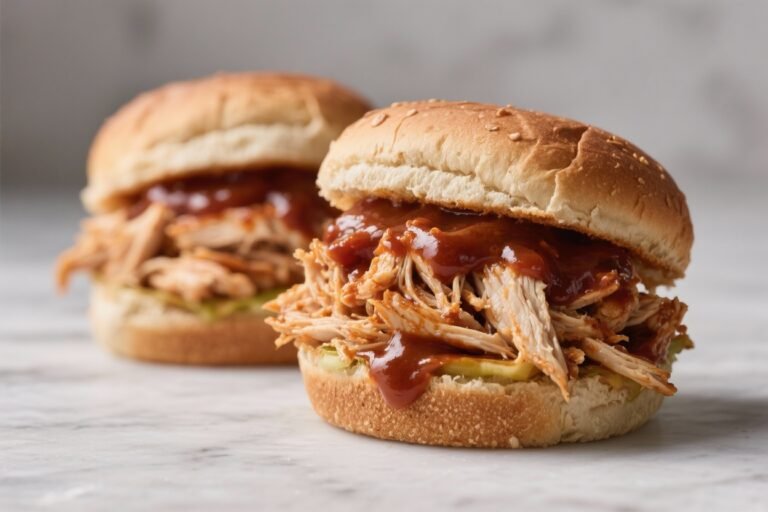 Like Pulled Pork, But Better – Shredded Chicken Sandwiches: Slow-cooked shredded chicken in a healthier BBQ sauce on whole-grain buns — The Weeknight Hero Your Grill Wish It Invented