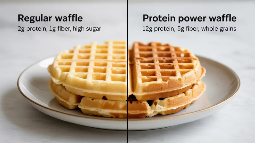 Protein and sugar content of a normal waffle vs a high-protein one