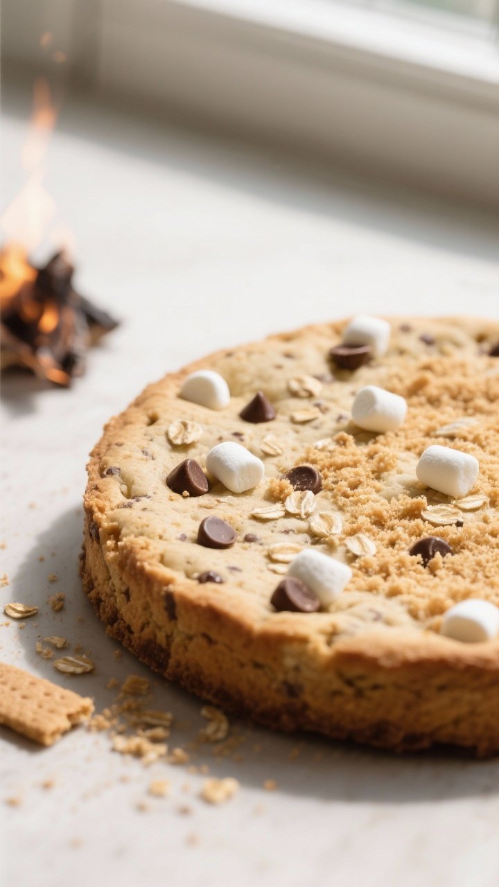 25 inch rounds with visible oat flecks, mini chocolate chips, and pockets of mini marshmallows peeki