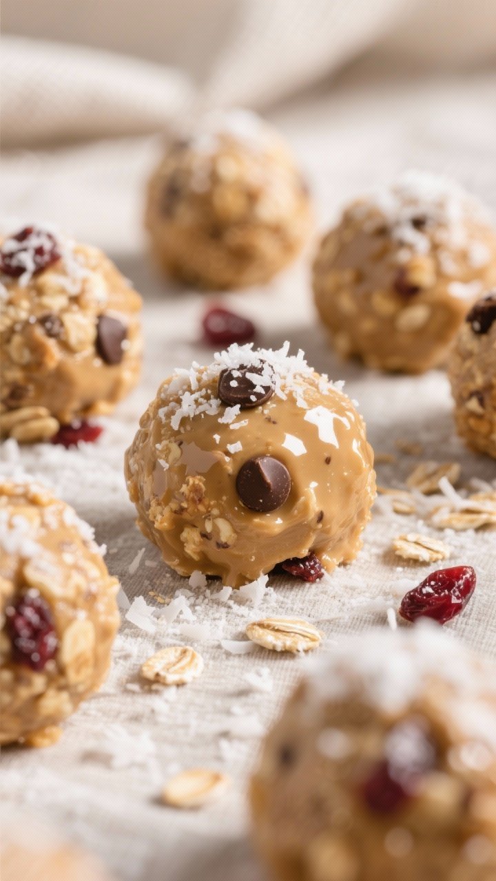 25 inches, showing glossy peanut-butter-and-honey sheen, visible flecks of old-fashioned oats, groun