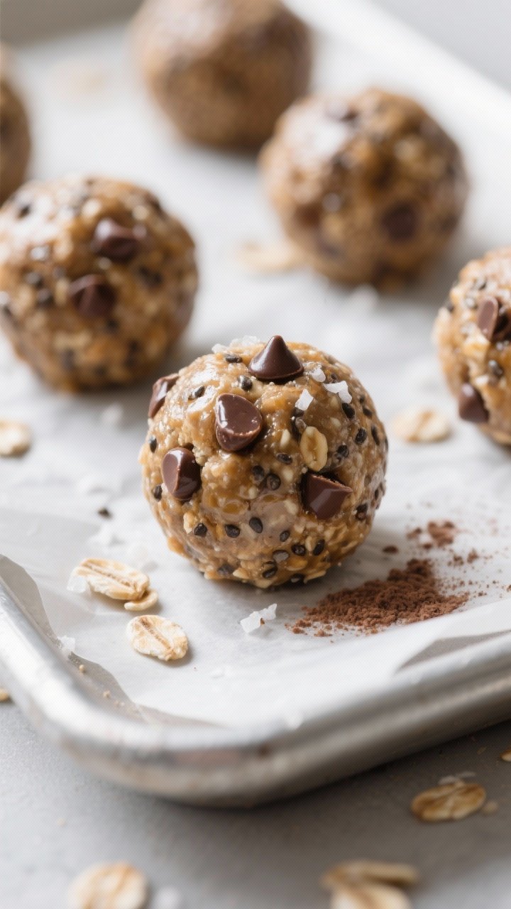 Close-up detail: A tight macro of freshly rolled Copycat School Cafeteria Energy Balls on a parchmen
