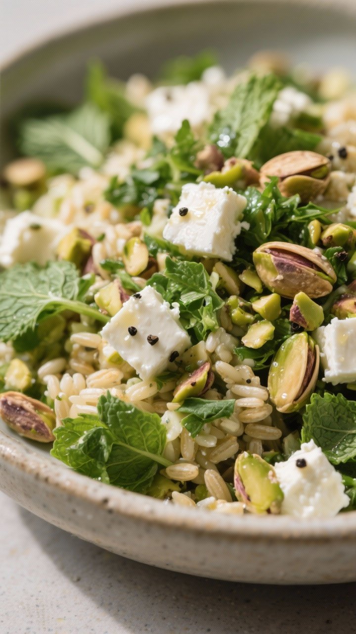 Close-up detail — Herb-forward texture: Tight macro of the finished salad after herbs are folded i