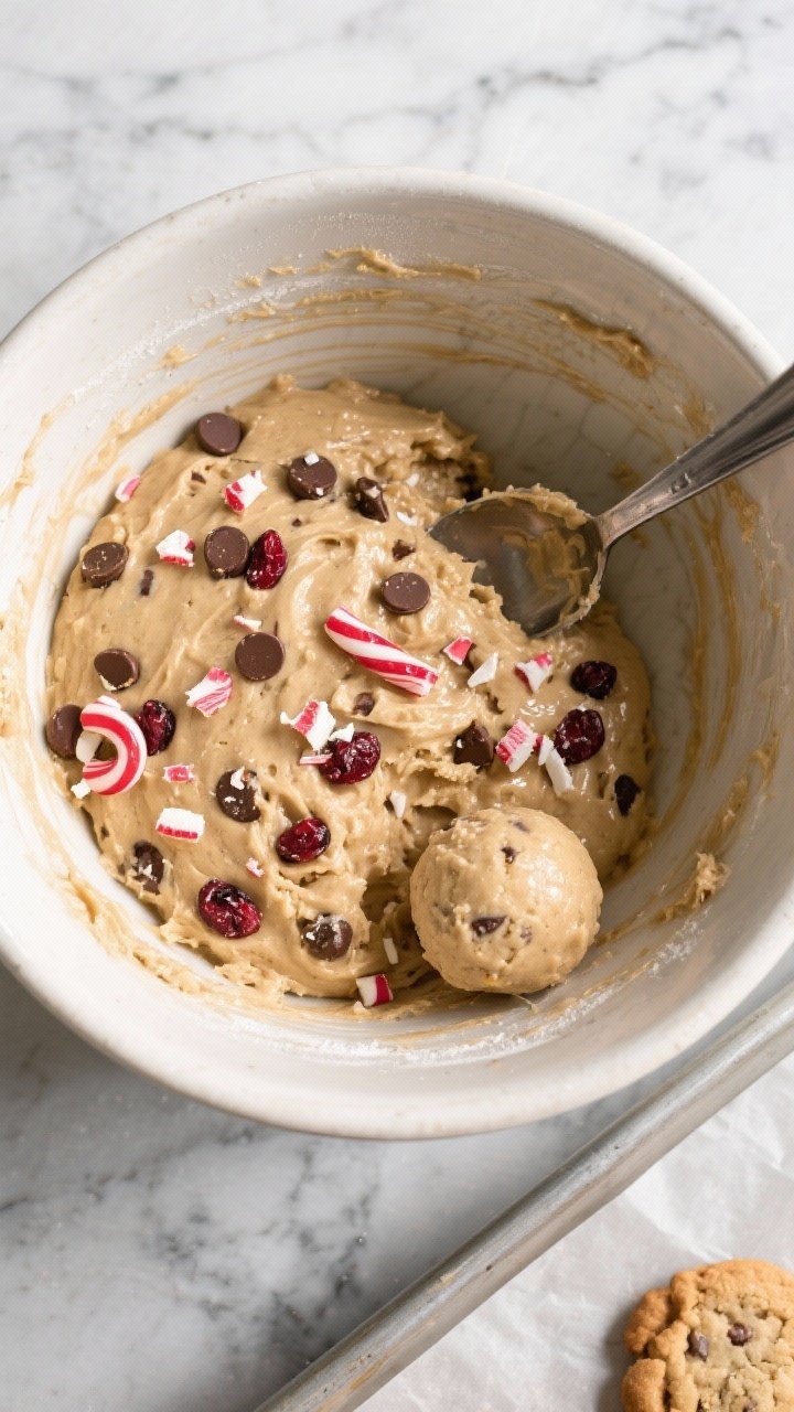 Cooking process: Overhead shot of the glossy, well-combined dough in a large mixing bowl right after