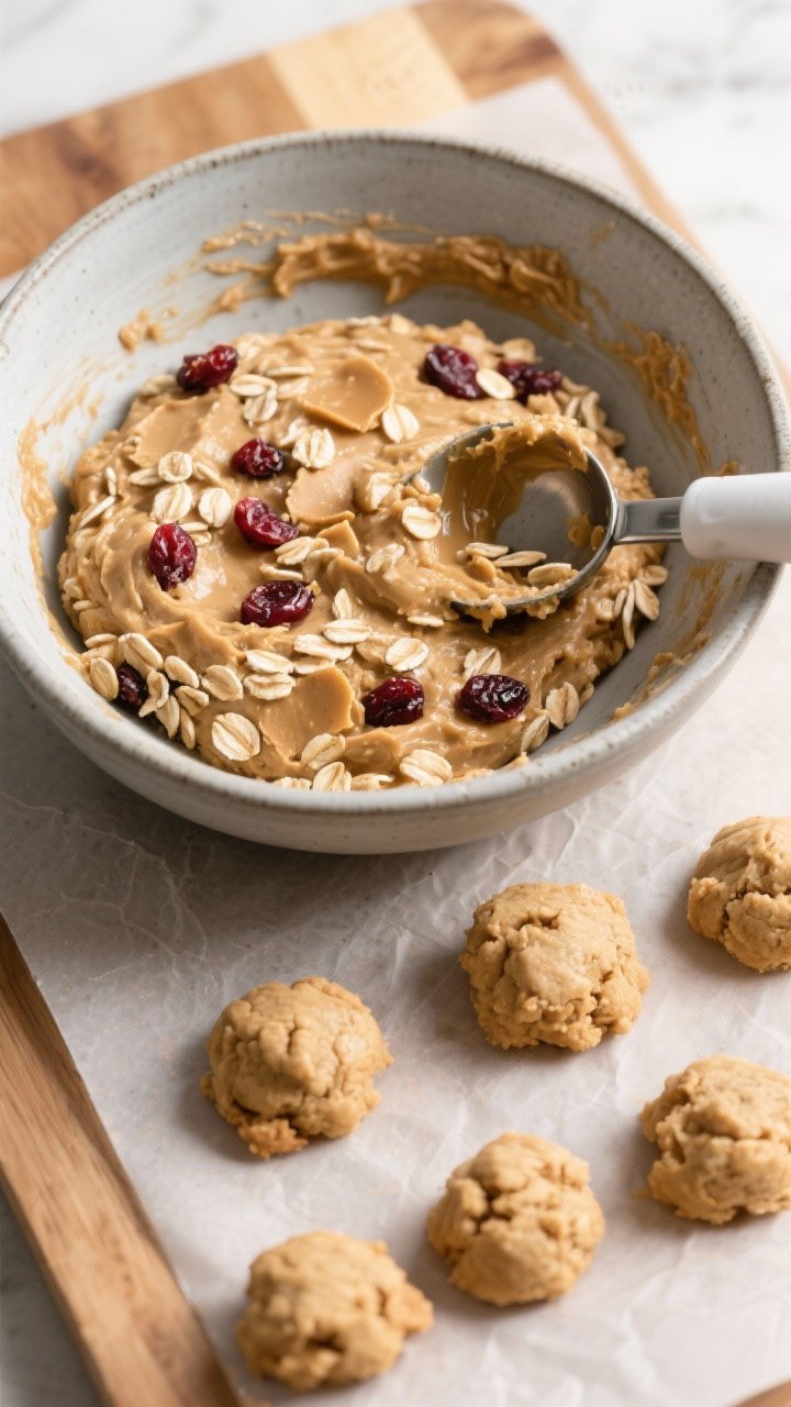 Cooking process: Overhead shot of the mixture after chilling, just before rolling—thick, cohesive 