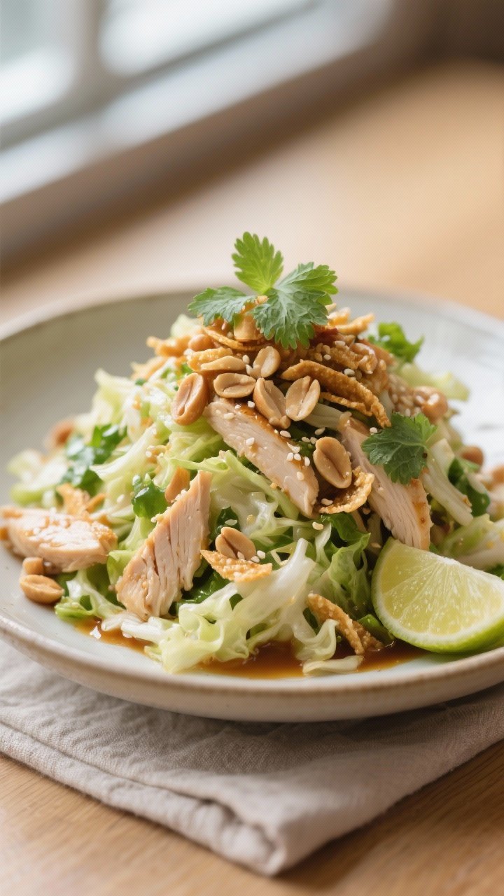 Final dish presentation: A single composed serving in a wide shallow bowl, restaurant style—tossed