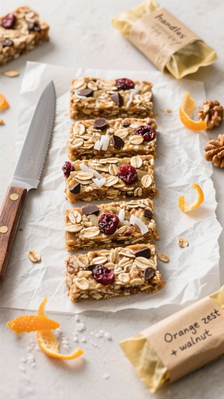 Tasty top view: Overhead shot of the fully set bars sliced cleanly into uniform rectangles on parchm