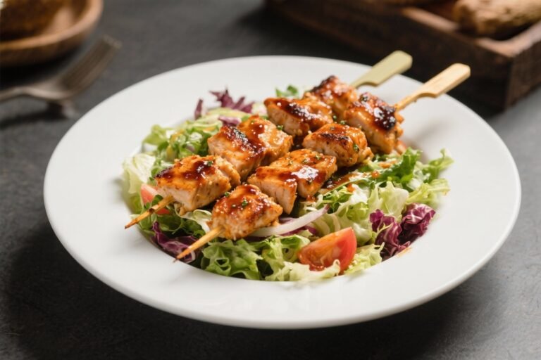 BBQ CHICKEN SKEWER SALAD: The Smoky, Crunchy, High-Protein Bowl You’ll Crave All Week