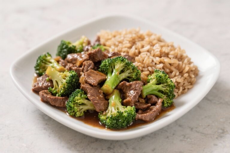 Like Beef & Broccoli Takeout, But Better – Beef and Broccoli Stir Fry: Lean beef and crisp broccoli stir-fried in a healthier, savory sauce, served with brown rice… and done in 20 minutes flat