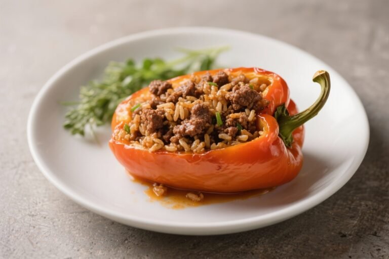 STUFFED BELL PEPPERS WITH GROUND BEEF & BROWN RICE: The One-Pan Dinner That Looks Fancy, Eats Hearty, and Won’t Nuke Your Diet