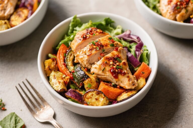 HEALTHY SPICY CHICKEN AND ROASTED VEGETABLE BOWLS: The Fiery, Weeknight Power Meal You’ll Actually Crave