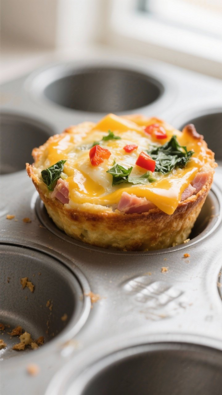 Ham and cheddar egg muffin close-up
