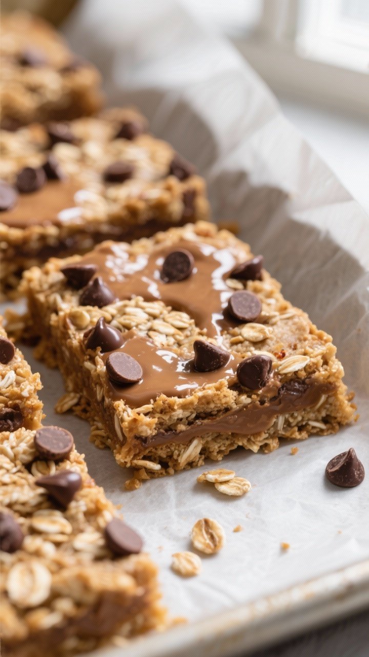 Peanut Butter Chocolate Chip Oatmeal Bars close-up