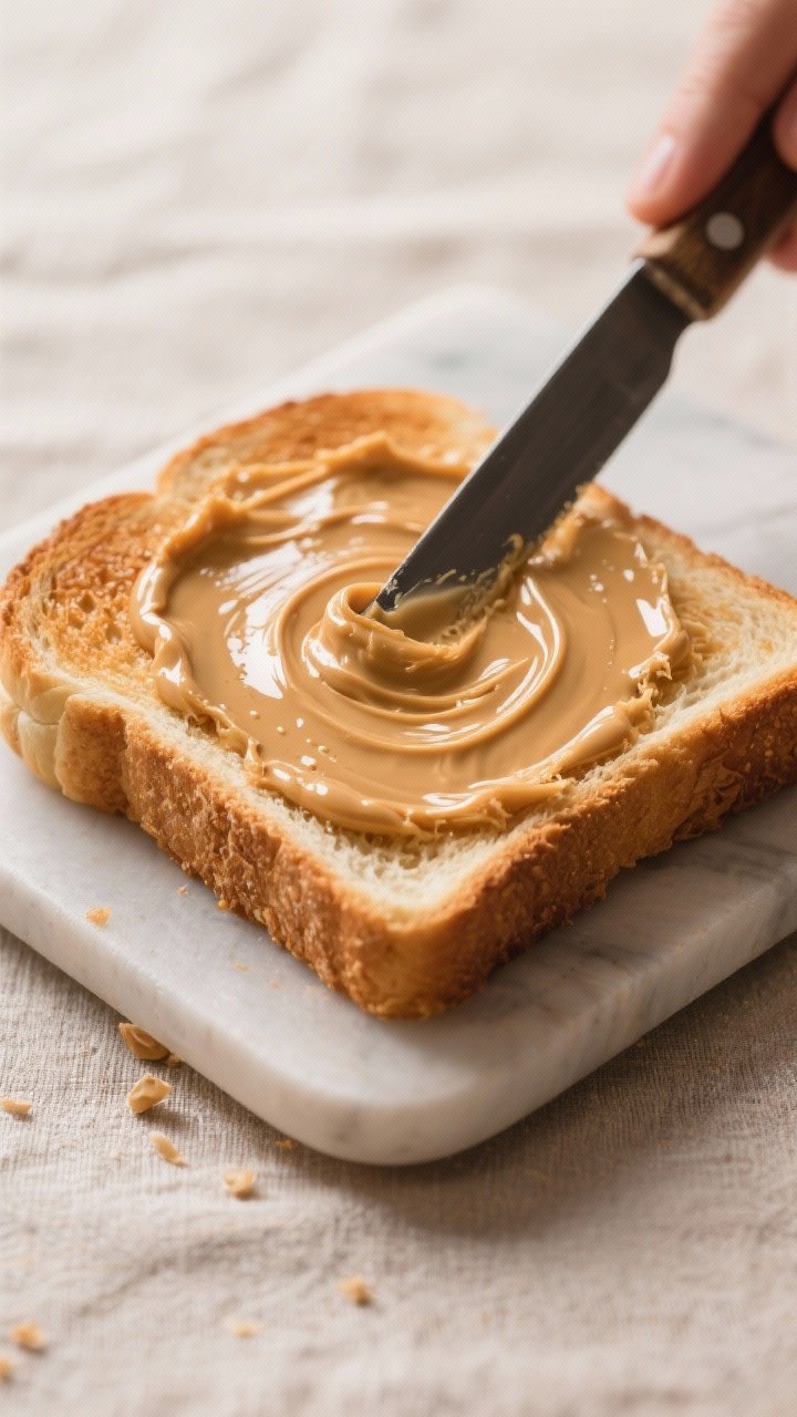 Cooking process close-up: Warm, golden-brown toast just out of the toaster with glossy, slightly mel