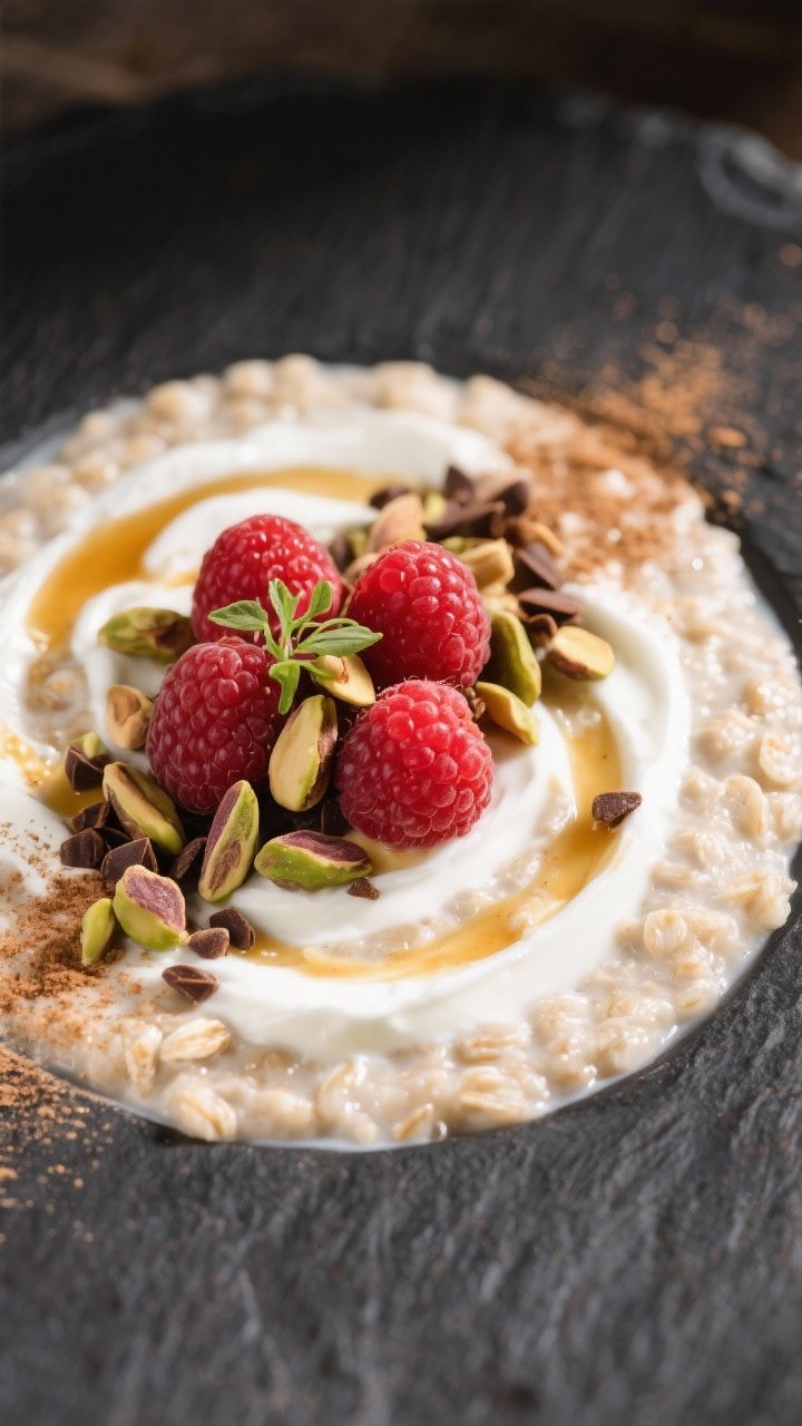 Final plated oatmeal with nut butter