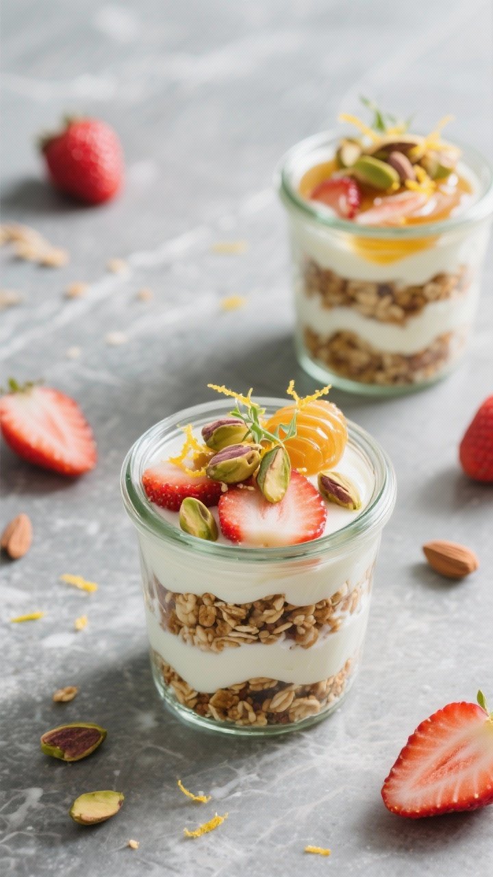 Final dish presentation: Restaurant-quality parfait cups layered with Buddha’s Hand Yogurt Zest, g