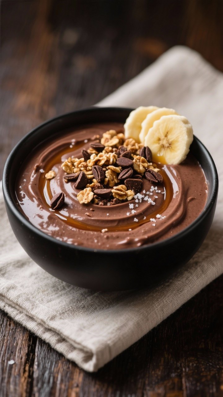 Final dish presentation: Restaurant-quality scene of an extra-thick “bowl” style Brownie Batter 