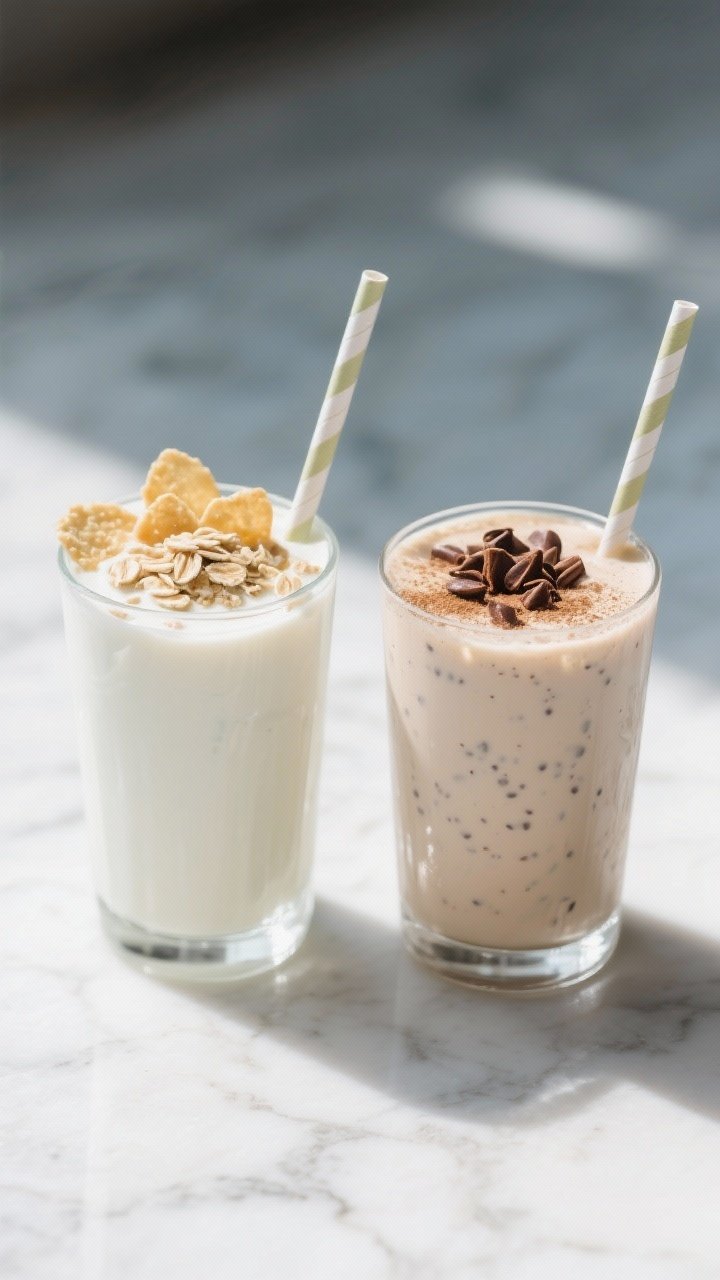 Final dish presentation: Two variations side-by-side for customization—left glass with classic ver