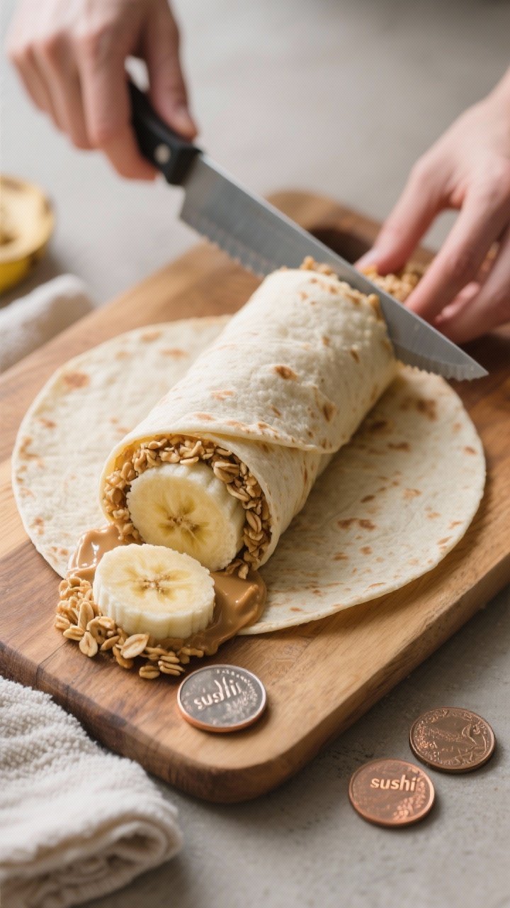 Process-in-action (no hands): the assembled roll just after chilling, positioned on a wooden cutting