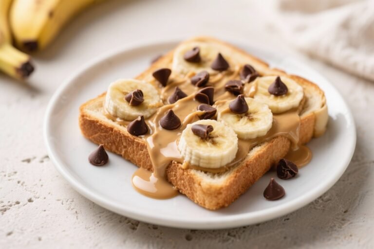 Peanut Butter Banana Toast – Dessert Version With Chocolate Chips