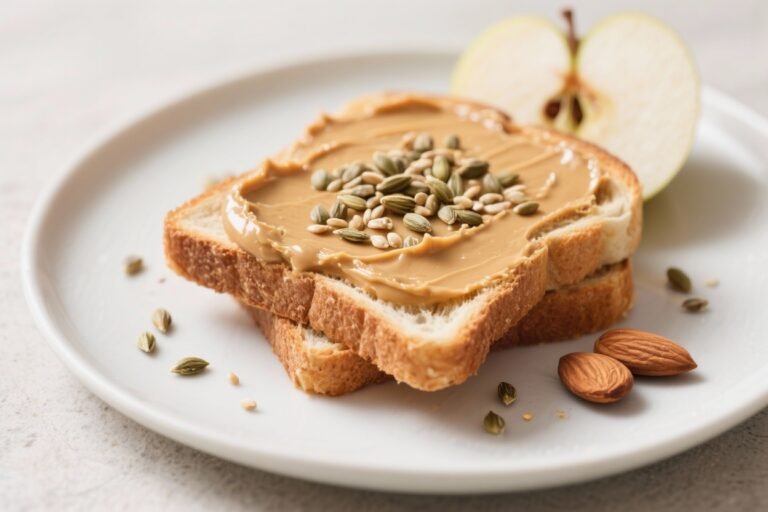 Almond Butter & Apple Toast With Hemp Seeds – A Crunchy, Satisfying Snack