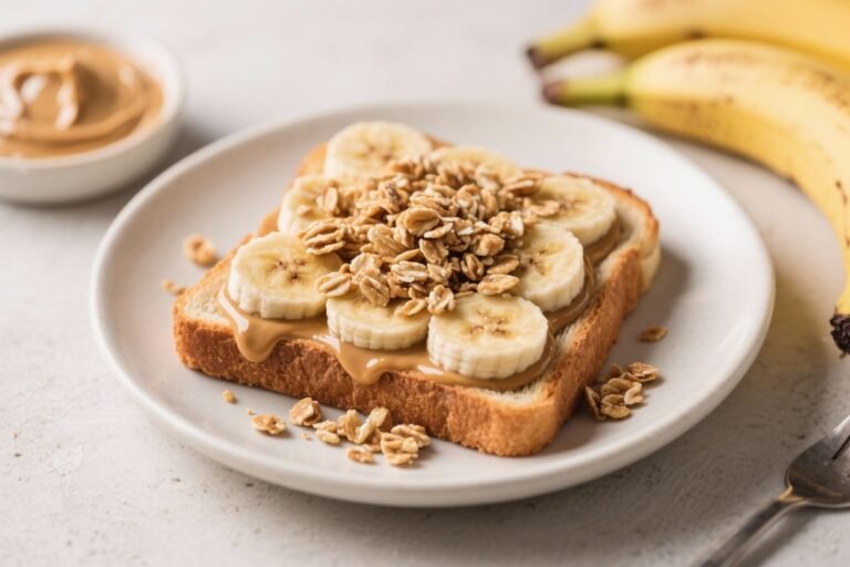 Peanut Butter Banana Toast – With Granola Crunch