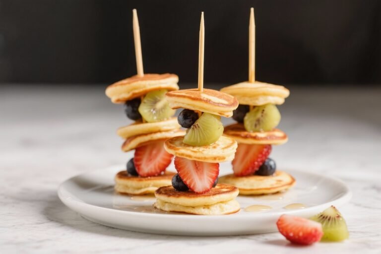 Protein Pancake Skewers – Mini Pancakes With Fruit on Sticks