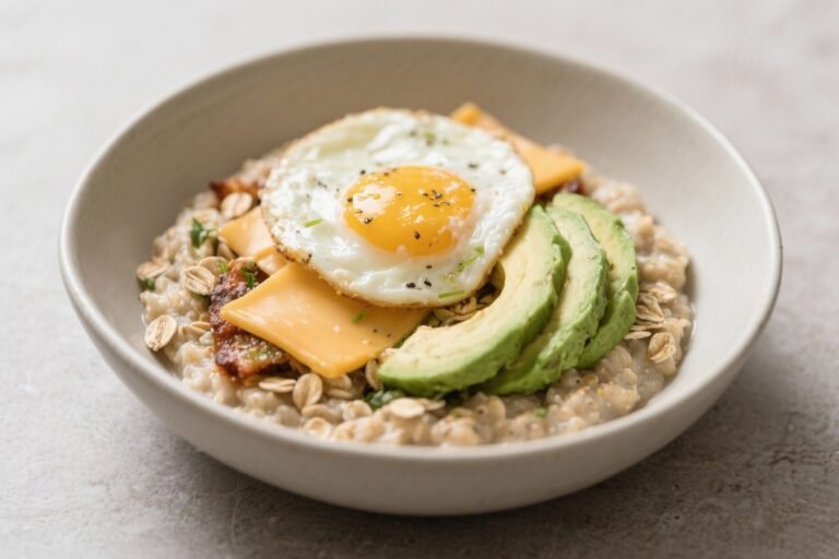 Savory Oatmeal Bowl – Egg, Cheese & Avocado