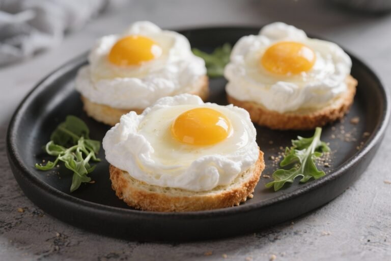 Cloud eggs fluffy whites and yolks for breakfast or snacks