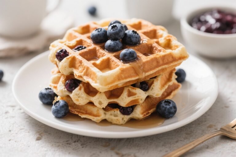 Better-Than-Kodiak-Cakes Protein Waffles – Blueberry