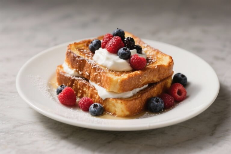 French Toast With Greek Yogurt – Berry Topped