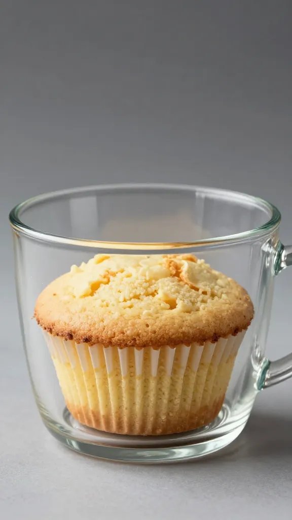 microwave-safe glass mug with risen vanilla mug cake