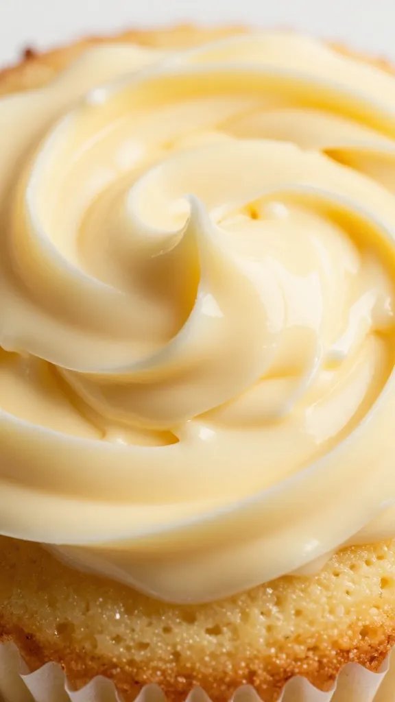 melted butter swirl on vanilla mug cake surface, macro