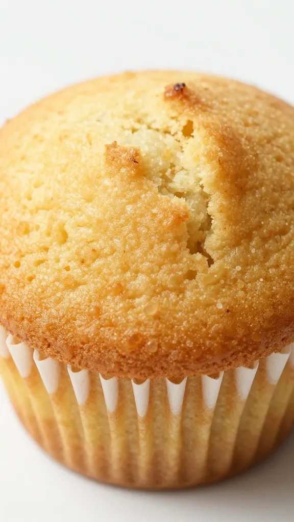 golden-browned mug cake with slight crack, macro
