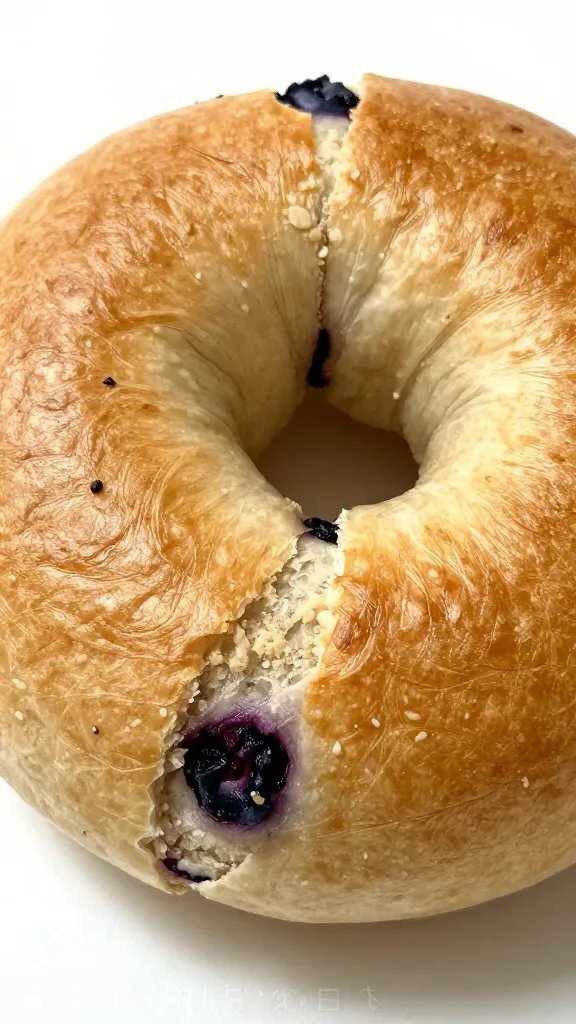 blueberry bagel crumb detail highlighting chewy interior