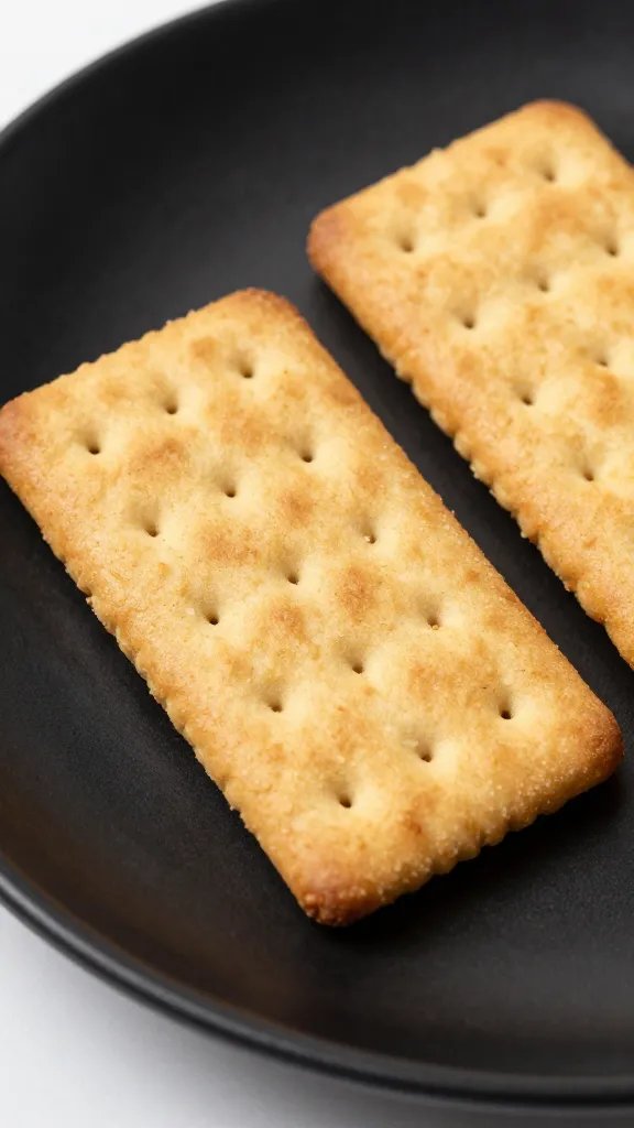 closeup high-protein graham cracker on matte black plate