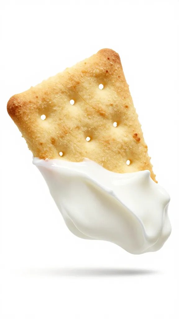 single graham cracker corner dipped in Greek yogurt