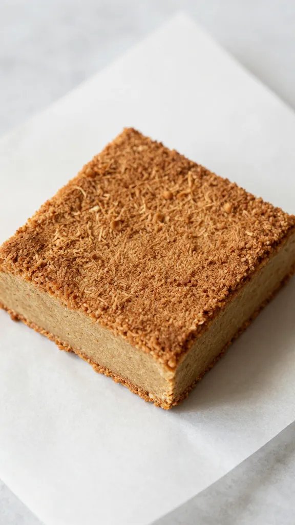 single cinnamon-dusted protein graham square on parchment