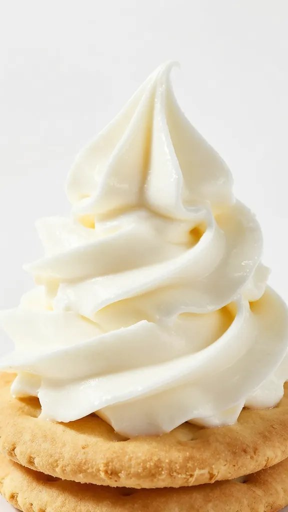 closeup graham cracker topped with whipped skyr swirl