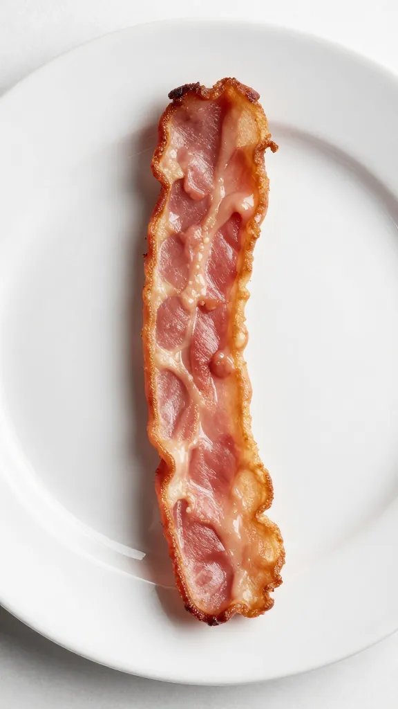single bacon flapjack dipper on white porcelain plate