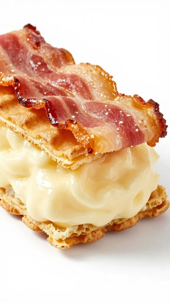 bacon flapjack dipper cross-section showing fluffy batter