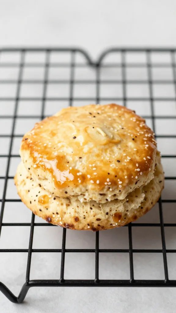 single scone on cooling rack, glossy glaze setting