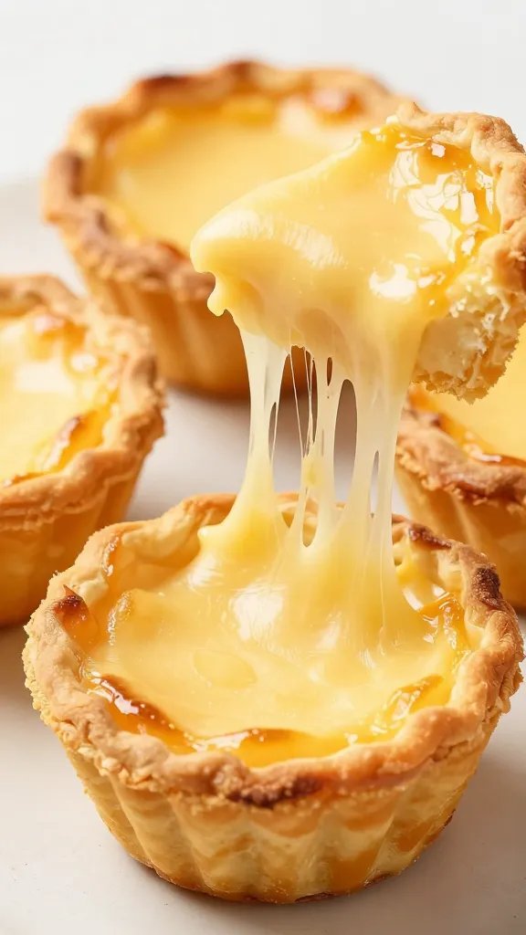 melty gruyère-topped quiche cup, cheese pull