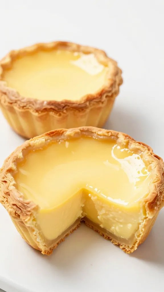 silky egg custard quiche cup, sliced to reveal layers