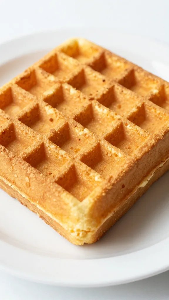closeup of carrot cake waffle french toast slice on white plate