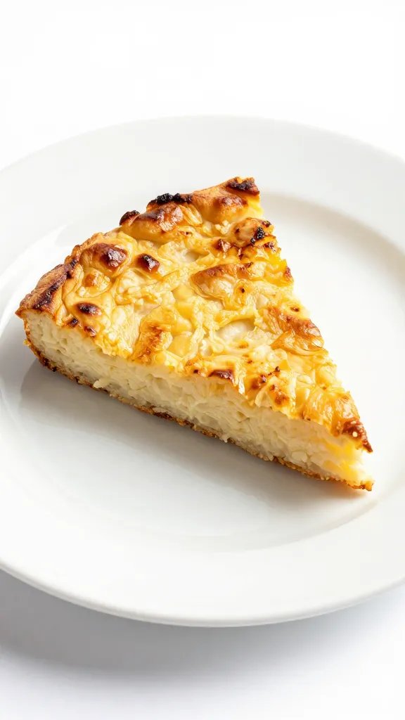 golden-edged flapjack casserole slice on white ceramic plate