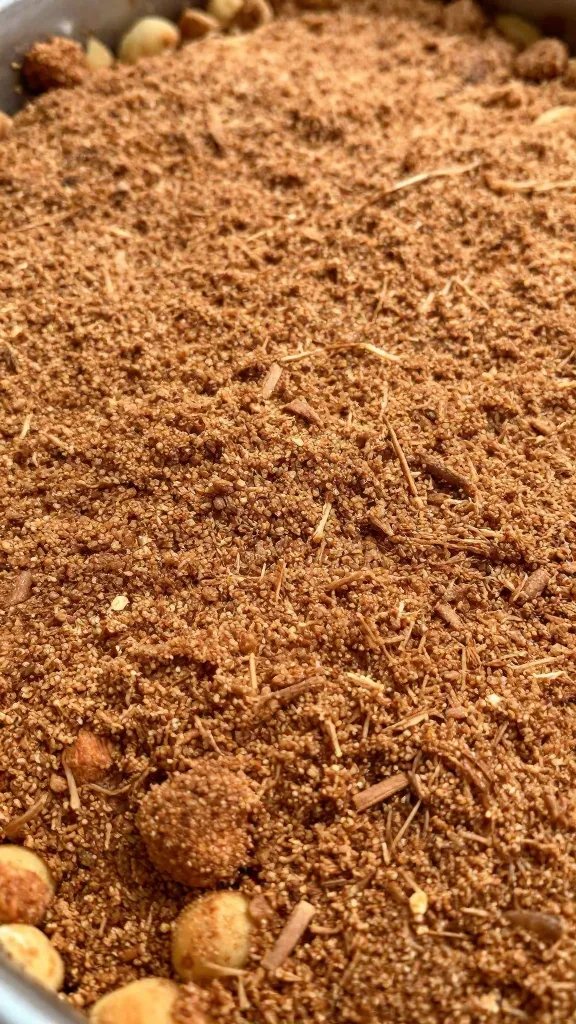 cinnamon-sugar dusted flapjack casserole top, macro texture